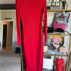 JLUXLABEL Vibrant Red Long Sleeve Dress